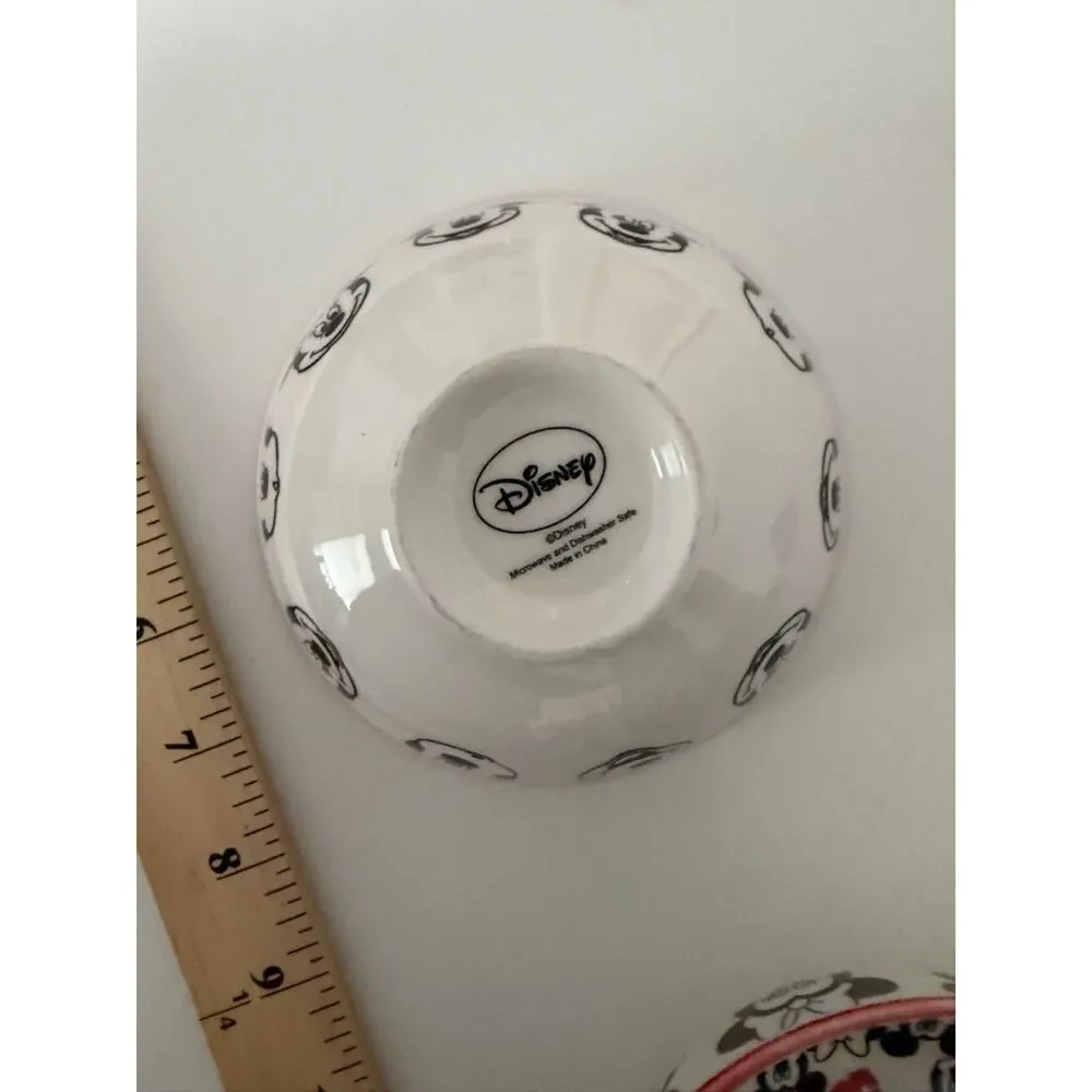 set of 3 ceramic bowls with mickey and minnie mouse pattern
